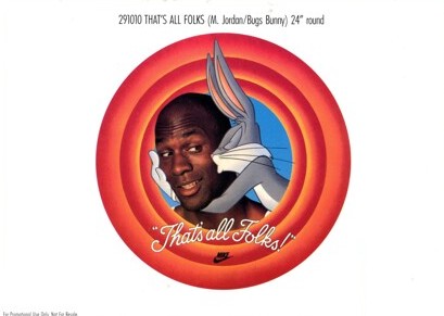 1982-92 Nike Poster Cards #291010 Michael Jordan - That’s All Folks w/Bugs Bunny (1992) Front