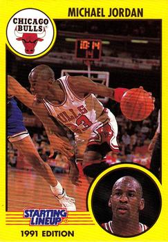 1991 Kenner Starting Lineup Cards #NNO Michael Jordan - VAR: Dribbling (white uniform) Front