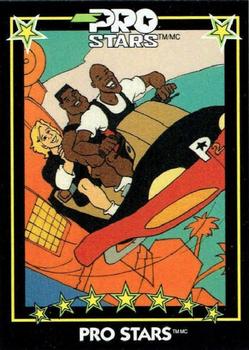1991 Pro Stars Cartoon Show #NNO Pro Stars - Gretzky, Jackson & Jordan in air vehicle Front