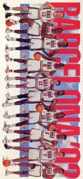 1991-92 SkyBox Mark and See Minis #545 Team USA Card 2 (Michael Jordan / John Stockton / Karl Malone / Magic Johnson) Front