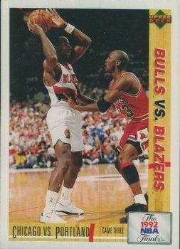 1991-92 Upper Deck Italian #174 Chicago vs. Portland - VAR: Hologram on back is 1993 style (Upper Deck text and diamond logo) Front
