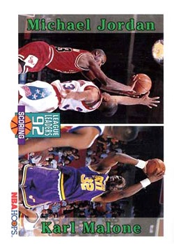 1992-93 Hoops #320 Michael Jordan / Karl Malone Front