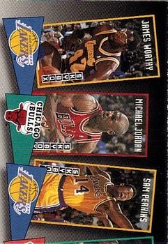 1992-93 SkyBox - School Ties #ST16 James Worthy / Michael Jordan / Sam Perkins Front