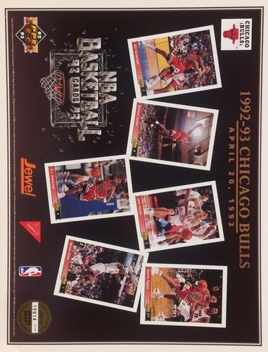 1992-93 Upper Deck Sheets #NNO B.J. Armstrong / Bill Cartwright / Horace Grant / Michael Jordan / John Paxson / Scottie Pippen Front
