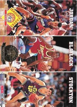 1993-94 Hoops - Fifth Anniversary Gold #289 Steals (Michael Jordan / Mookie Blaylock / John Stockton) Front