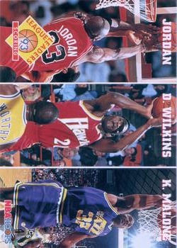 1993-94 Hoops #283 Scoring (Michael Jordan / Dominique Wilkins / Karl Malone) Front