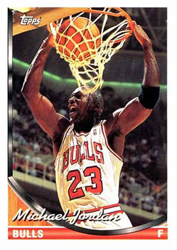 1993-94 Topps #23 Michael Jordan - UER: Listed as Forward born 4/3/1968, should be Guard born 2/17/1963 Front