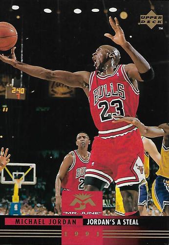 1993-94 Upper Deck Authenticated Michael Jordan Mr. June Jumbo #MJ1 Michael Jordan - Jordan's a Steal Front