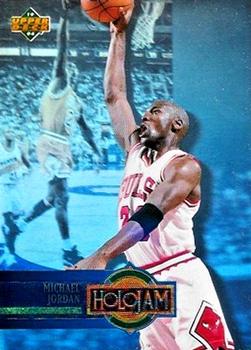 1993-94 Upper Deck Holojams #H4 Michael Jordan - VAR: Logo in upper left front corner. Space between the H and the 4 on the back. Front