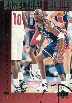 1994-95 Upper Deck - Basketball Heroes: Michael Jordan #42 Michael Jordan - Good As Gold - USA Basketball Front