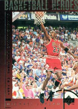 1994-95 Upper Deck - Basketball Heroes: Michael Jordan #43 Michael Jordan - 1991-93 Three NBA Championships Front
