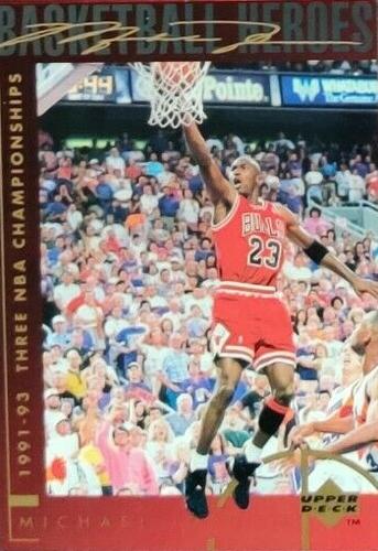 1994-95 Upper Deck - Basketball Heroes: Michael Jordan Jumbo #43 Michael Jordan - 1991-93 Three NBA Championships Front