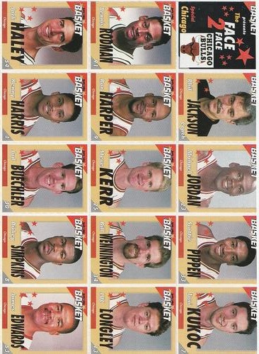 1995 French Sports Action Basket - Face 2 Face Chicago Bulls Panel #NNO Team Sheet Front