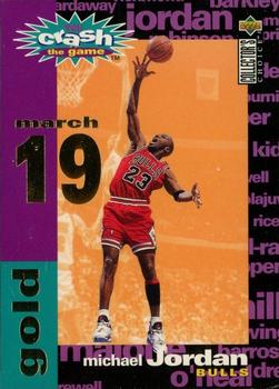 1995-96 Collector's Choice - You Crash the Game Gold: Assists/Rebounds #C1 Michael Jordan - VAR: 3/19/96 L Front