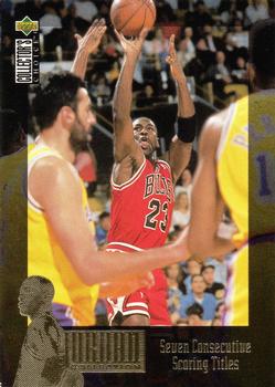 1995-96 Collector's Choice English II - The Jordan Collection #JC1 Michael Jordan - Seven Consecutive Scoring Titles Front