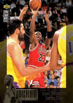 1995-96 Collector's Choice French II - The Jordan Collection #JC1 Michael Jordan - Seven Consecutive Scoring Titles Front