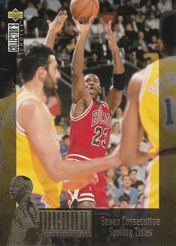 1995-96 Collector's Choice German II - The Jordan Collection #JC1 Michael Jordan - Seven Consecutive Scoring Titles Front
