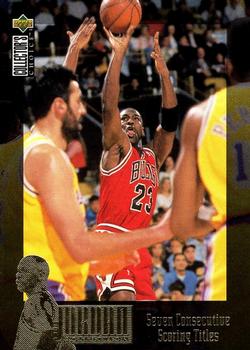 1995-96 Collector's Choice Spanish II - The Jordan Collection #JC1 Michael Jordan - Seven Consecutive Scoring Titles Front
