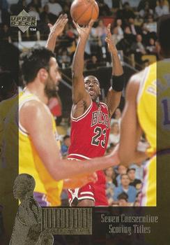 1995-96 Upper Deck The Jordan Collection Jumbo #JC9 Seven Consecutive Scoring Titles Front