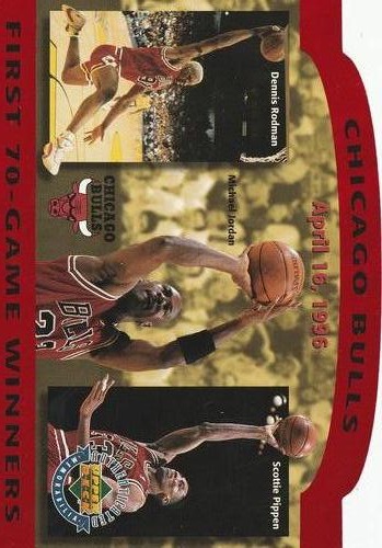 1996 Upper Deck Authenticated Chicago Bulls First 70-Game Winners (SN14300) #NNO Chicago Bulls - First 70-Game Winners (April 16, 1996) Front
