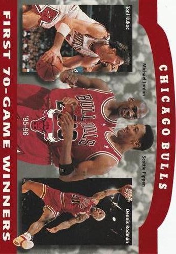 1996 Upper Deck Authenticated Chicago Bulls First 70-Game Winners (SN2500) #NNO Chicago Bulls - First 70-Game Winners Front