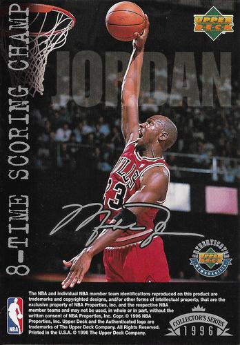 1996 Upper Deck Authenticated Michael Jordan 8-Time Scoring Champ (Blank Back) #NNO Michael Jordan - 8-Time Scoring Champ Front