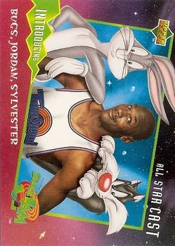 1996 Upper Deck Space Jam #SJ1 Introducing TuneSquad: Bugs, Jordan, Sylvester Front