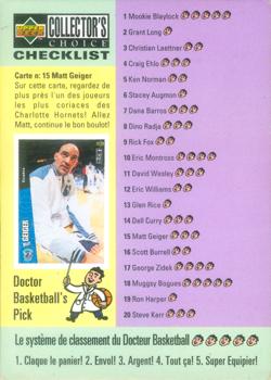 1996-97 Collector's Choice French #196 Matt Geiger / Michael Jordan - Checklist: 1-40 Front