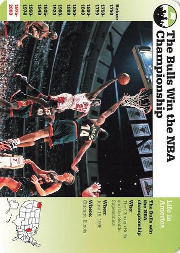 1996-97 Grolier Story of America Cards - Year in Review #E.16 The Bulls Win the NBA Championship Front