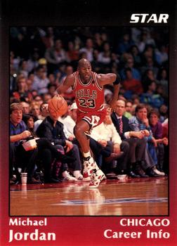 1991 Star Michael Jordan (Unlicensed) - Black / Red Border Glossy #4 Michael Jordan - Career Info Front