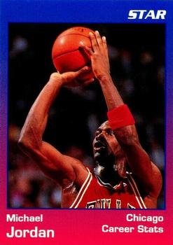 1991 Star Michael Jordan (Unlicensed) - Blue / Red Border #1 Michael Jordan - Career Stats Front