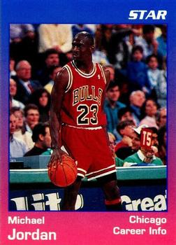 1991 Star Michael Jordan (Unlicensed) - Blue / Red Border #4 Michael Jordan - Career Info Front