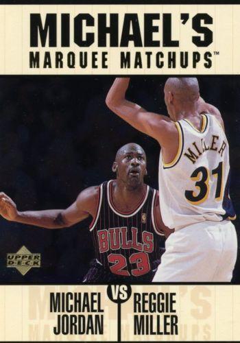 1997-98 Upper Deck Michael Jordan's Marquee Matchups #MM4 Michael Jordan / Reggie Miller Front
