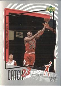 1997-98 Upper Deck NBA Stickers (European) #MJ159 Michael Jordan - Finger Roll Front