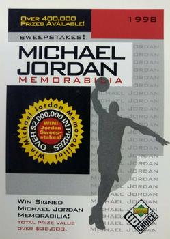 1998-99 UD Choice Preview #SW1 Michael Jordan Memorabilia Sweepstakes Front