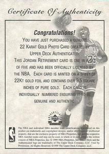 1999 Upper Deck Authenticated - Certificate of Authenticity #NNO Michael Jordan - 1991-92 Upper Deck Front
