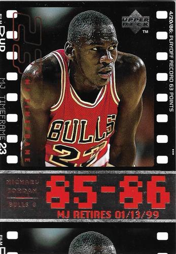 1999 Upper Deck Michael Jordan Retirement Set #2 Michael Jordan - 1985-86: Playoff-Record 63 Points Front