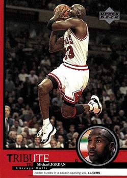 1999 Upper Deck Tribute to Michael Jordan #18 Michael Jordan (Season-opening win 11/3/95) Front