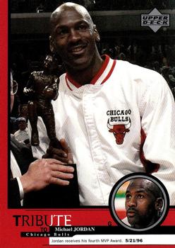 1999 Upper Deck Tribute to Michael Jordan #22 Michael Jordan (Fourth MVP Award 5/21/96) Front