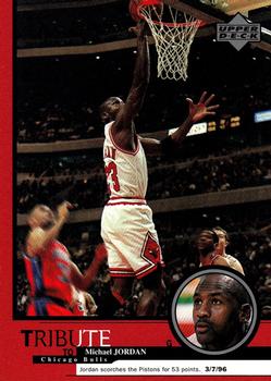1999 Upper Deck Tribute to Michael Jordan #24 Michael Jordan (Scorches Pistons for 53 points 3/7/96) Front