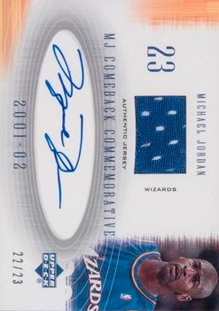 2001-02 Upper Deck MJ's Back - Jerseys Autographs #CCA5 Michael Jordan - MEM: Game-worn Jersey (Wizards Blue) Front