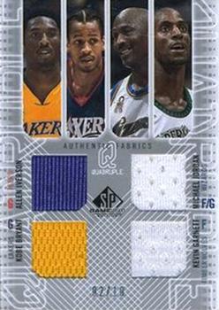 2002-03 SP Game Used - Authentic Fabrics Quadruple #1 Kobe Bryant / Allen Iverson / Michael Jordan / Kevin Garnett Front