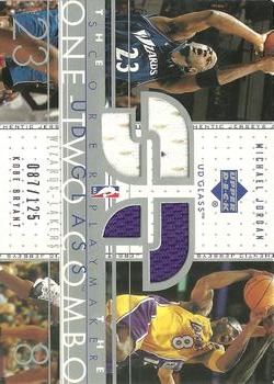 2002-03 UD Glass - One Two Combo Jerseys #MJ/KB-C Michael Jordan / Kobe Bryant Front
