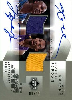 2002-03 Upper Deck - UD Game Jersey Autographed Combos #MJ/KB-C Michael Jordan / Kobe Bryant Front
