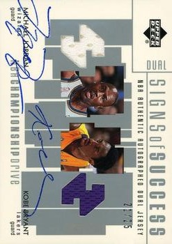 2002-03 Upper Deck Championship Drive - Signs of Success Dual Jersey #MJ/KB Michael Jordan / Kobe Bryant Front