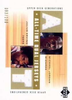 2002-03 Upper Deck Generations - All-Time Dual Jerseys #MJ/JE-J Michael Jordan / Julius Erving Front