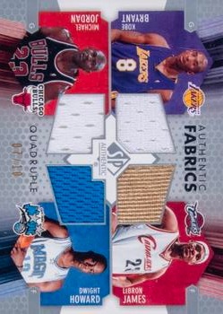 2004-05 SP Authentic - Fabrics Quad #AF4-BJJH Kobe Bryant / LeBron James / Michael Jordan / Dwight Howard Front