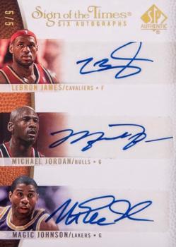2007-08 SP Authentic - Sign of the Times Sextet #ST-JBEJJB Michael Jordan / Kobe Bryant / Julius Erving / Kevin Garnett / Magic Johnson / LeBron James Front