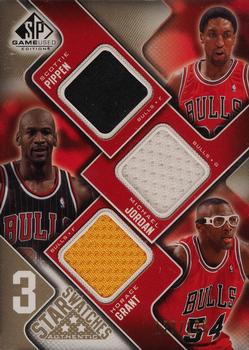 2009-10 SP Game Used - 3 Star Swatches 125 #3S-JGP Horace Grant / Michael Jordan / Scottie Pippen Front