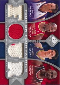 2009-10 SP Game Used - 4 on 4 Fabrics #NNO Dan Majerle / Clyde Drexler / John Stockton / Michael Jordan / Walt Frazier / Spud Webb / Jeff Hornacek / Steve Kerr Front